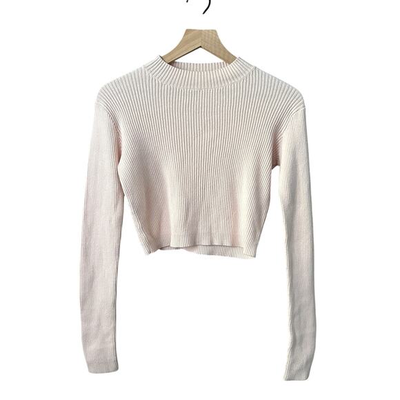 Brandy Melville John Galt Cropped Ribbed Pink Sweater - One Size - Picture 1 of 6